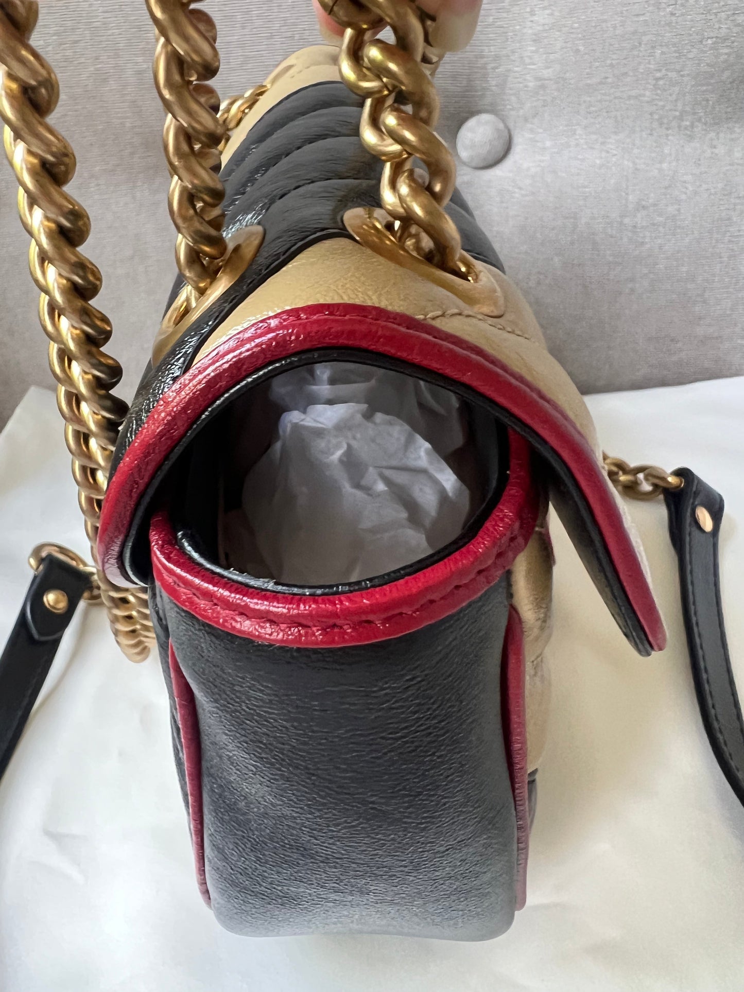 Gucci GG Tricolour Marmont Mini Shoulder Bag