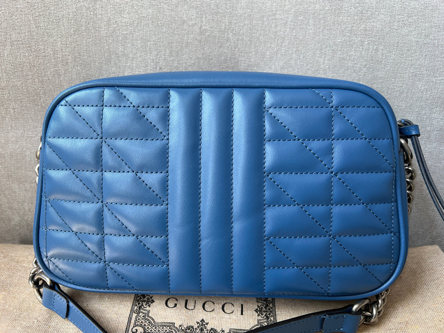 Gucci Aria GG Blue Marmont Small Shoulder Bag (RRP £1250)