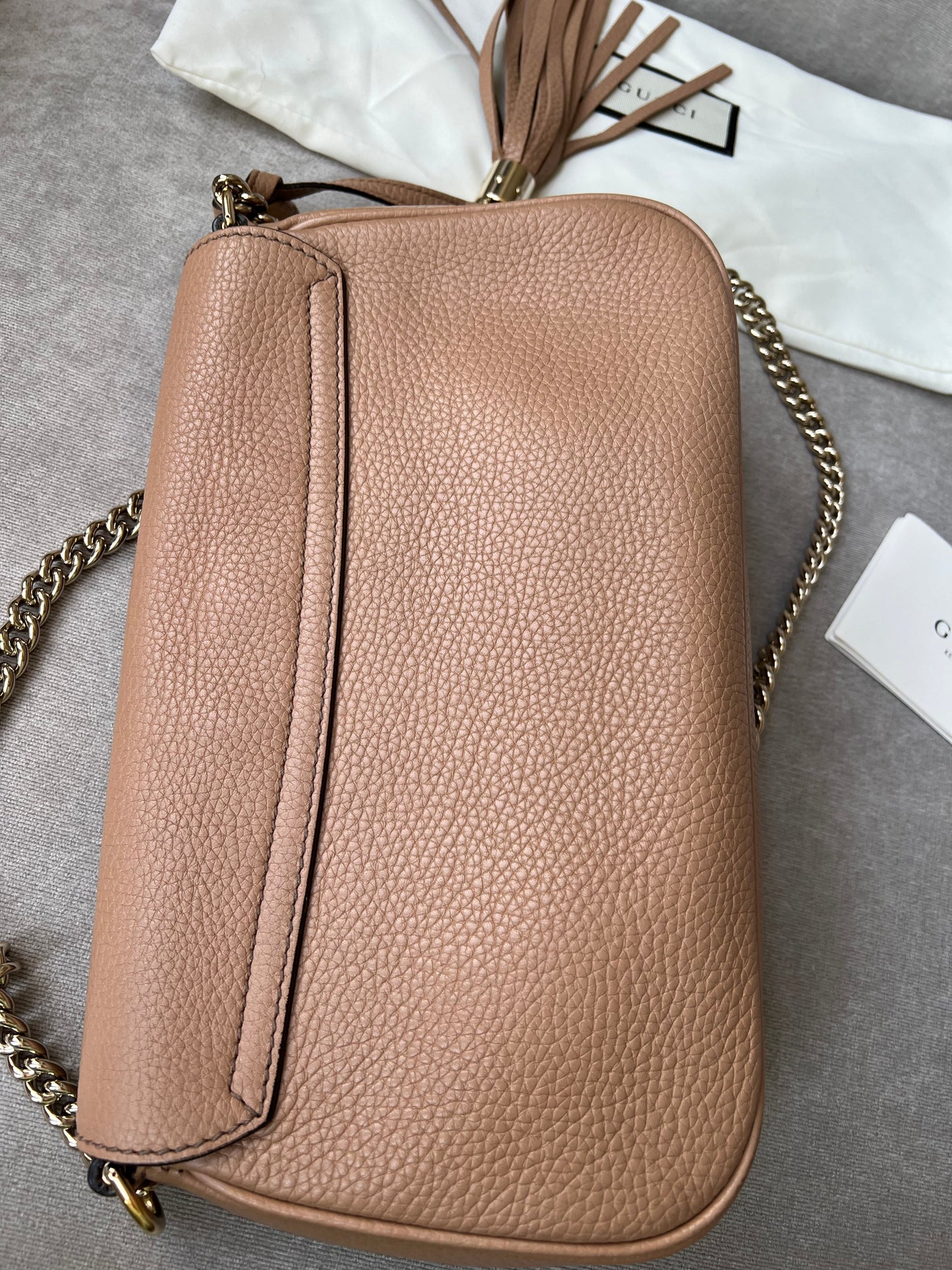 Gucci Rose Beige Soho Disco Crossbody Flap Bag (RRP £1050)