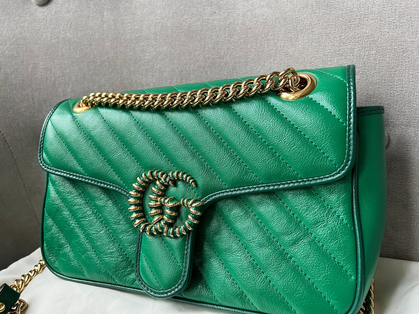 Gucci GG Green Torchon Marmont Small Shoulder Bag