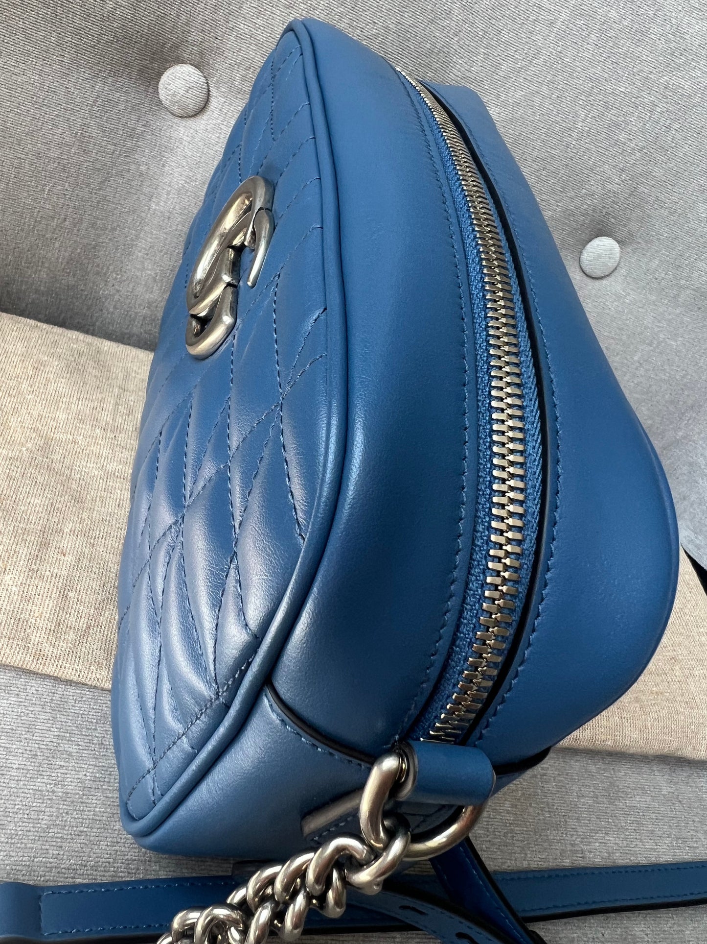 Gucci Aria GG Blue Marmont Small Shoulder Bag (RRP £1250)