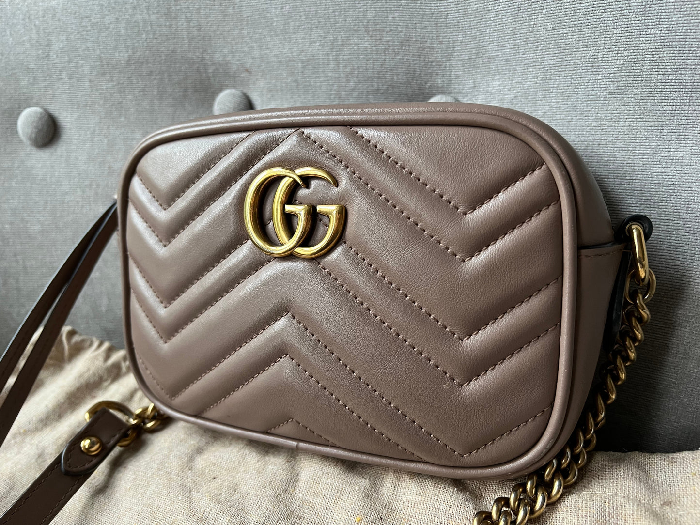 Gucci GG Dusty Pink Marmont Mini Shoulder Bag (RRP £1,160)