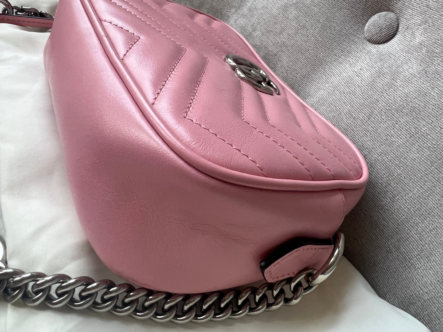 Gucci GG Pale Pink Marmont Mini Shoulder Bag (RRP £1,160)