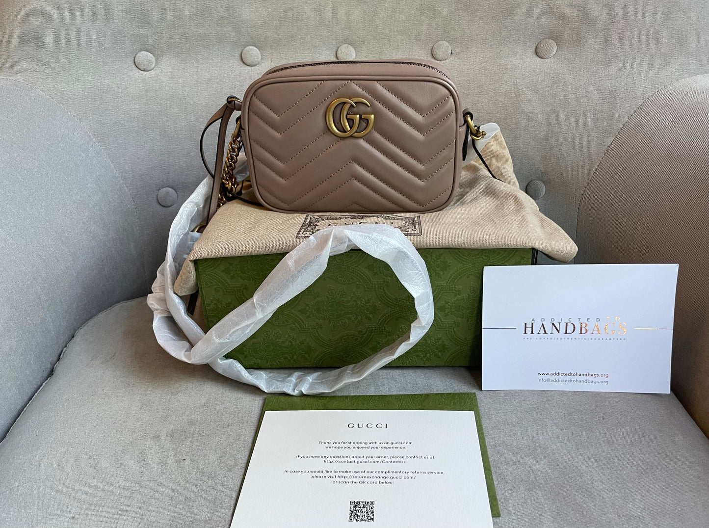 Gucci GG Dusty Pink Marmont Mini Shoulder Bag