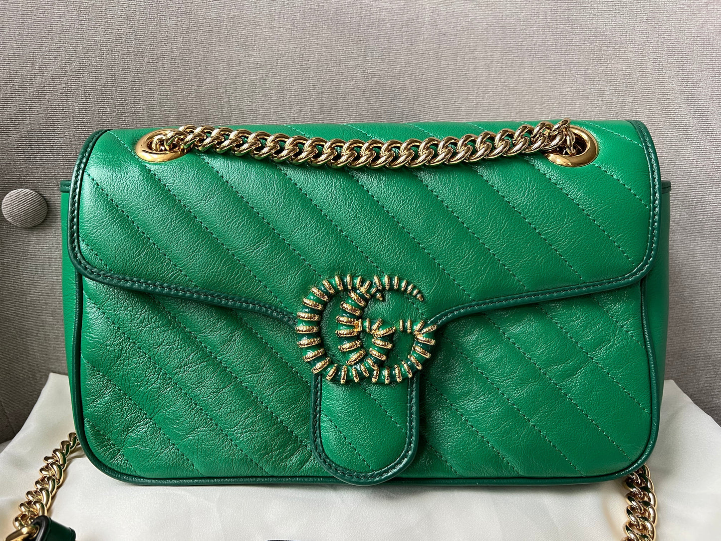 Gucci GG Green Torchon Marmont Small Shoulder Bag