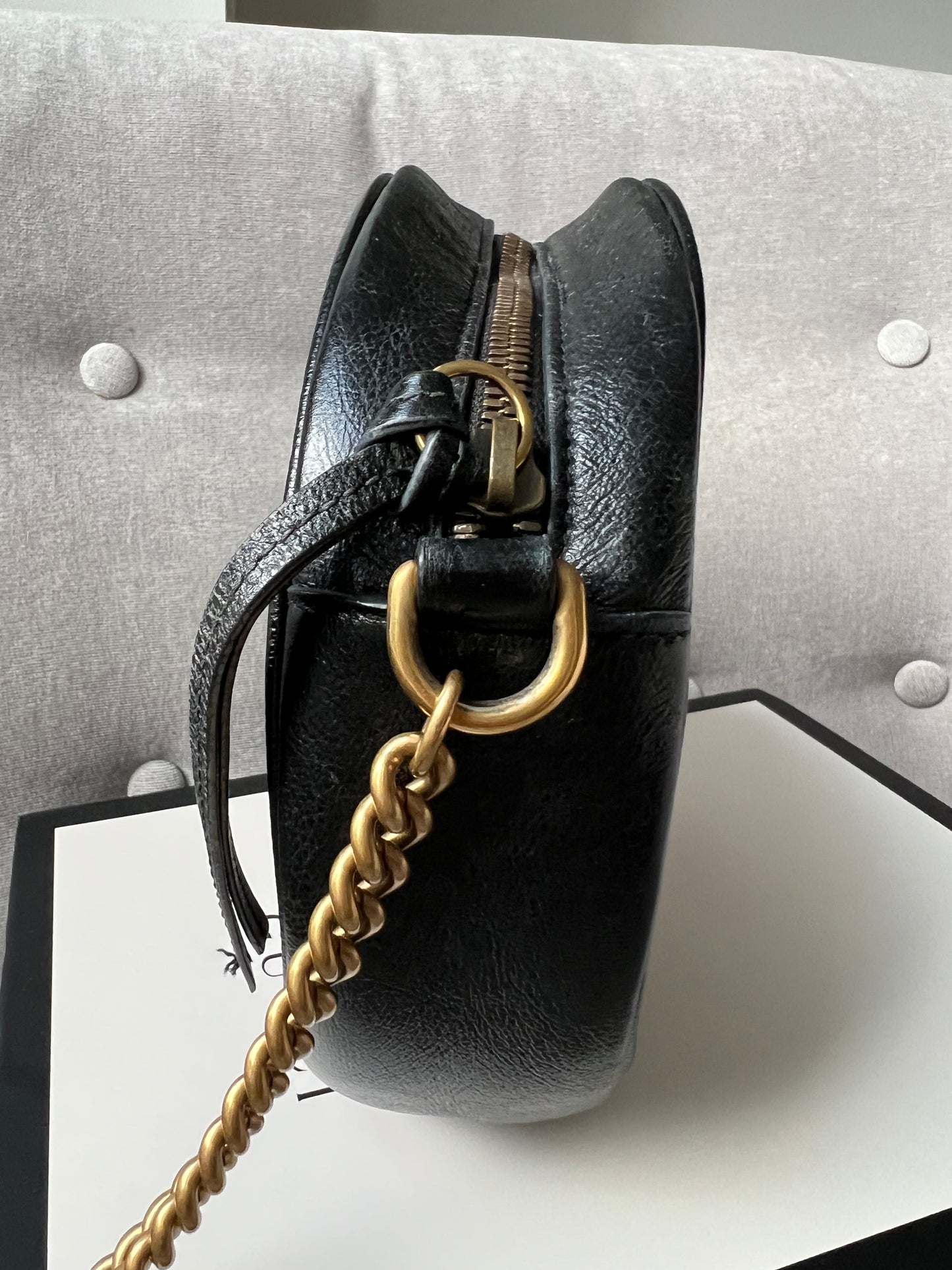 Gucci GG Round Black Marmont Small Shoulder Bag