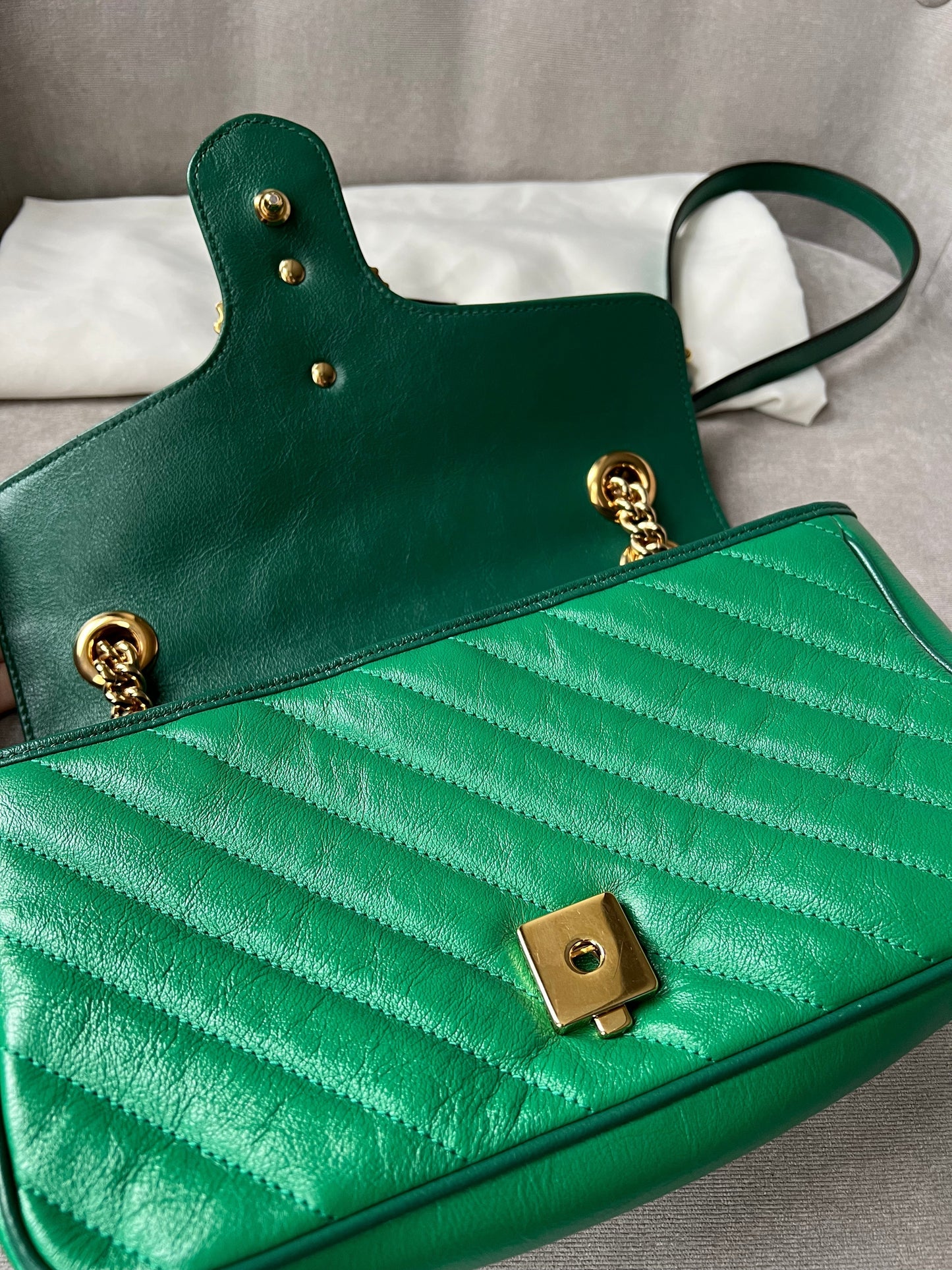 Gucci GG Green Torchon Marmont Small Shoulder Bag