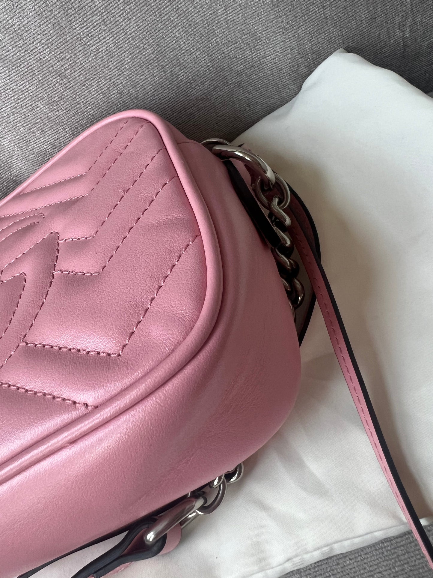 Gucci GG Pale Pink Marmont Mini Shoulder Bag (RRP £1,160)