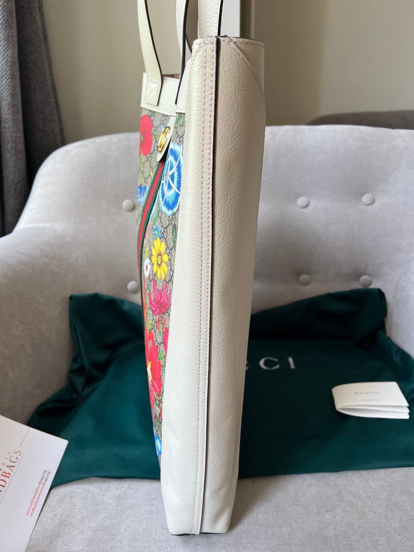 Gucci White Monogram Canvas Flora Large Ophidia Shopping Tote (RRP £1,250)