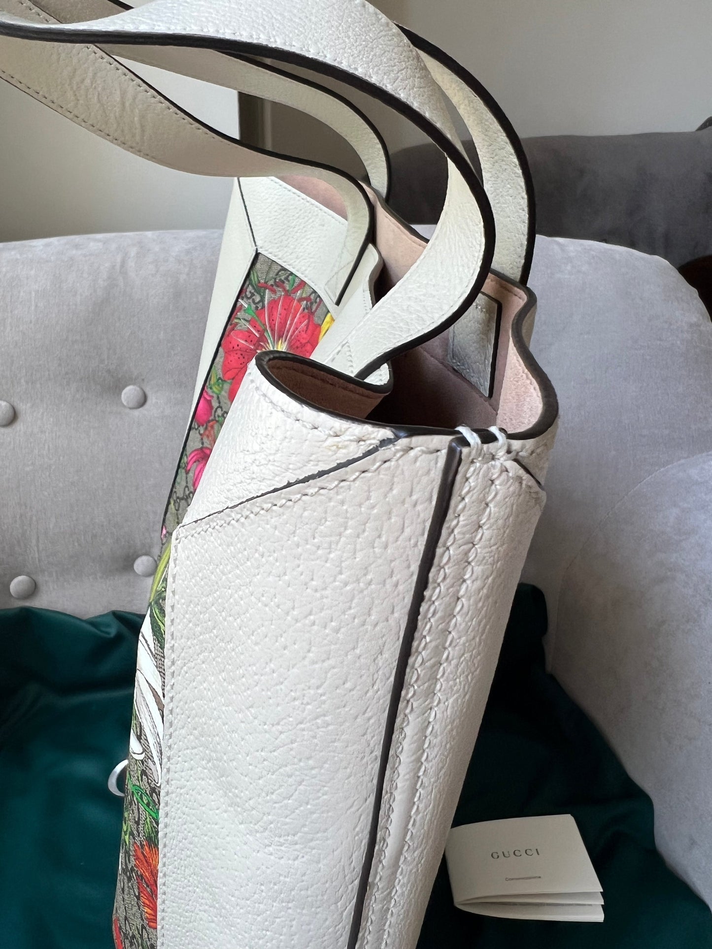 Gucci White Monogram Canvas Flora Large Ophidia Shopping Tote (RRP £1,250)