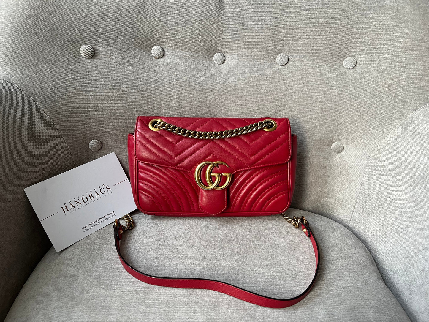 Gucci GG Hibiscus Red Marmont Small Shoulder Bag