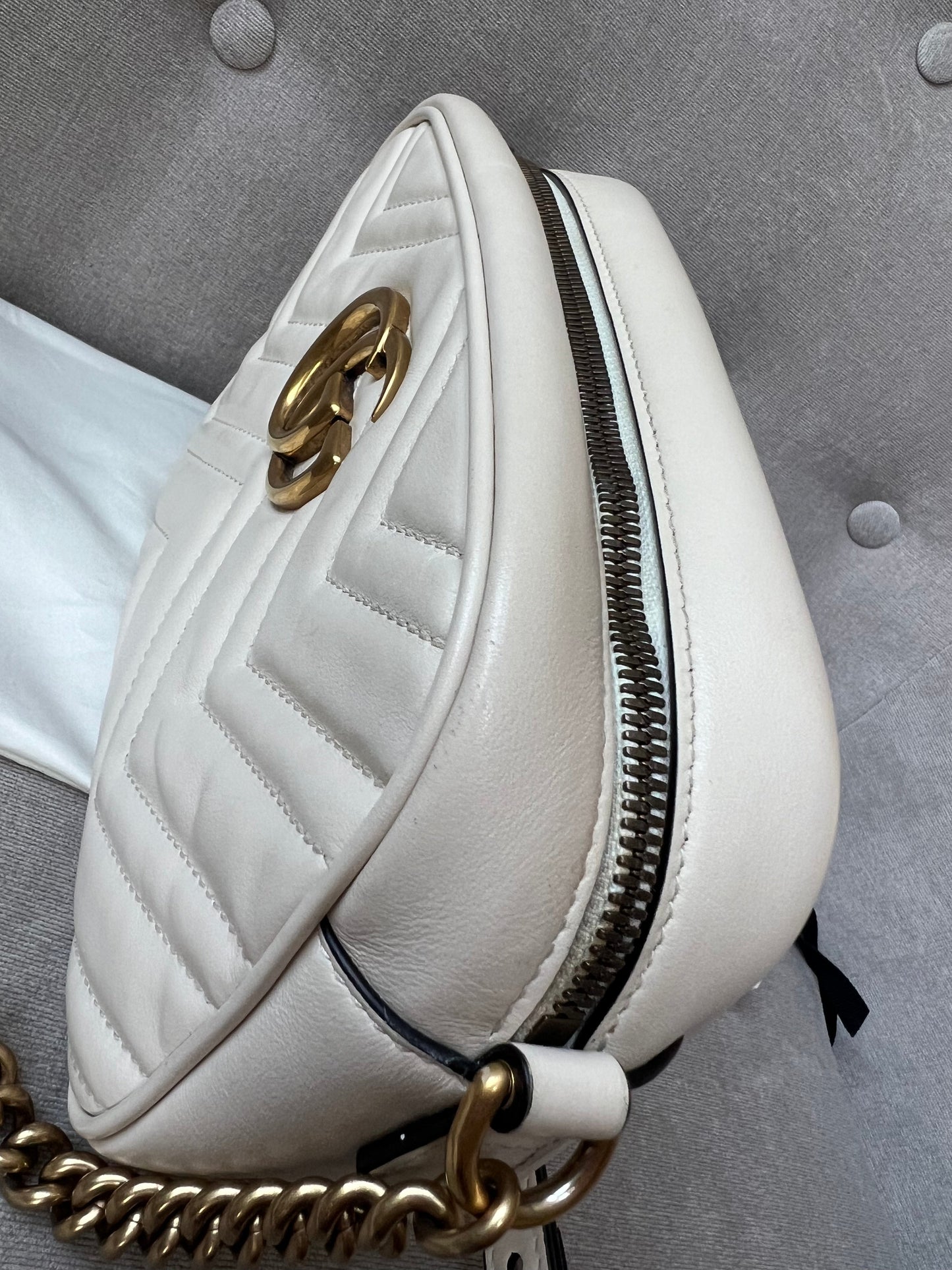 Gucci GG White Marmont Small Shoulder Bag