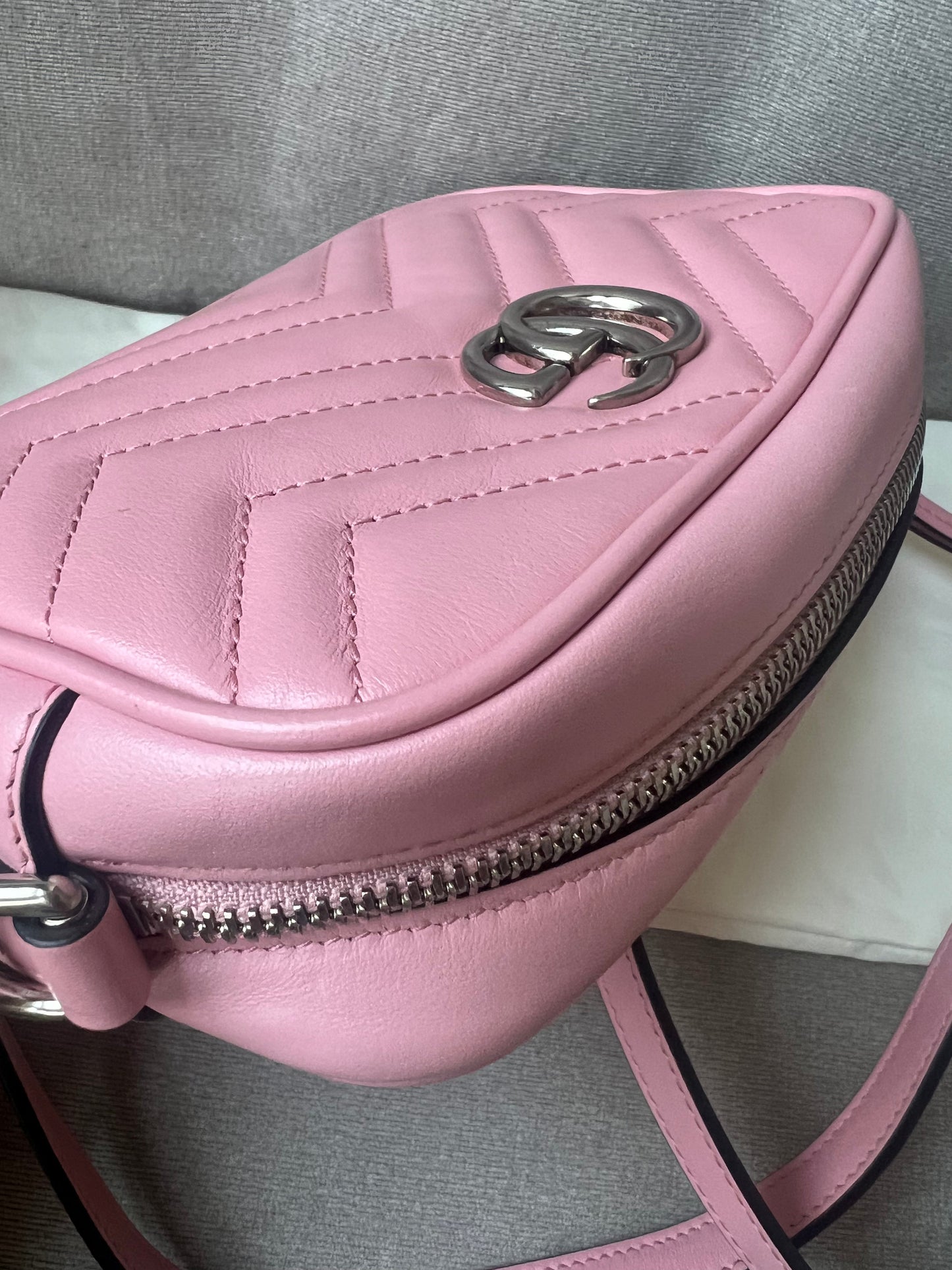 Gucci GG Pale Pink Marmont Mini Shoulder Bag (RRP £1,160)