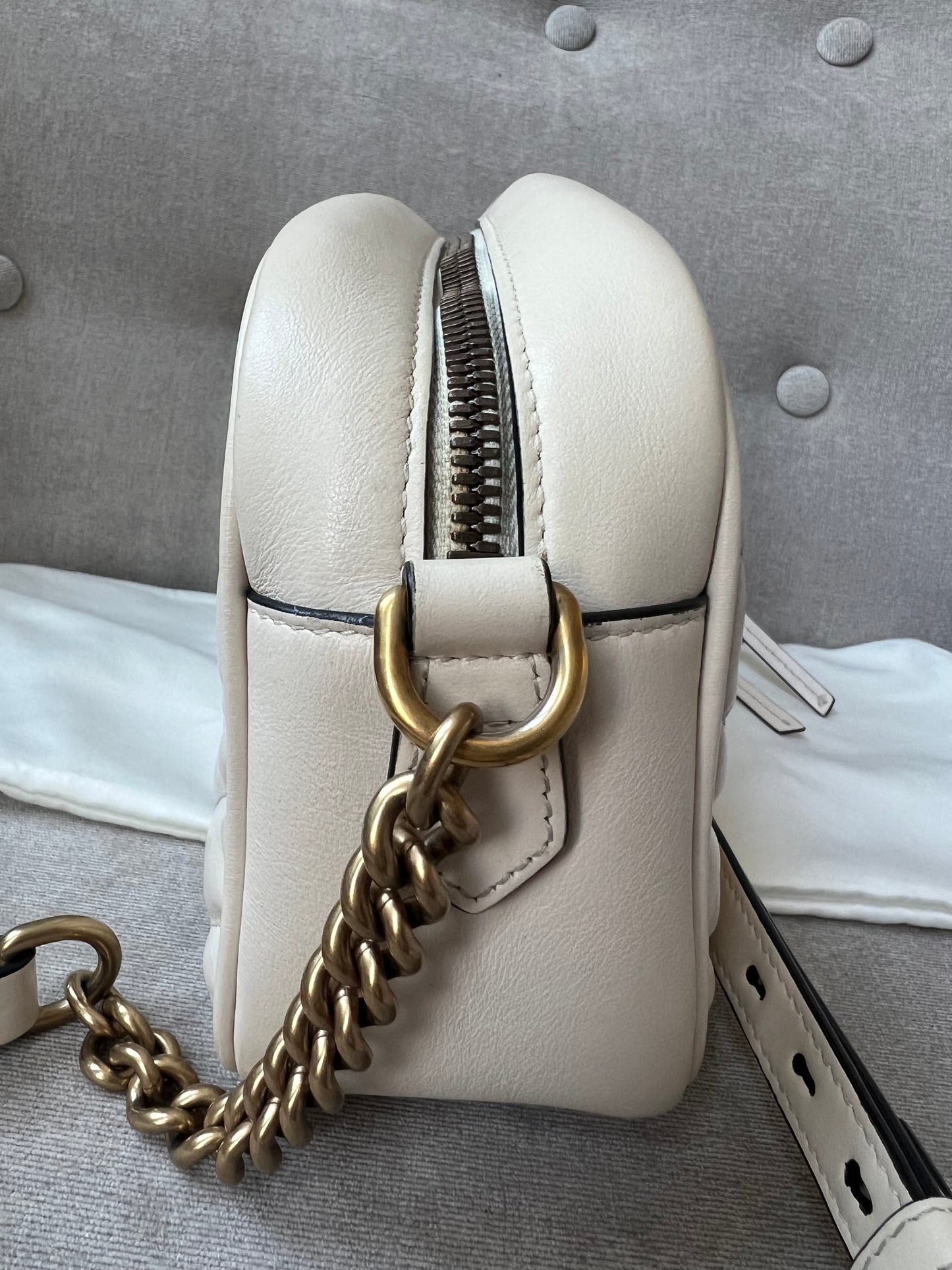 Gucci GG White Marmont Small Shoulder Bag