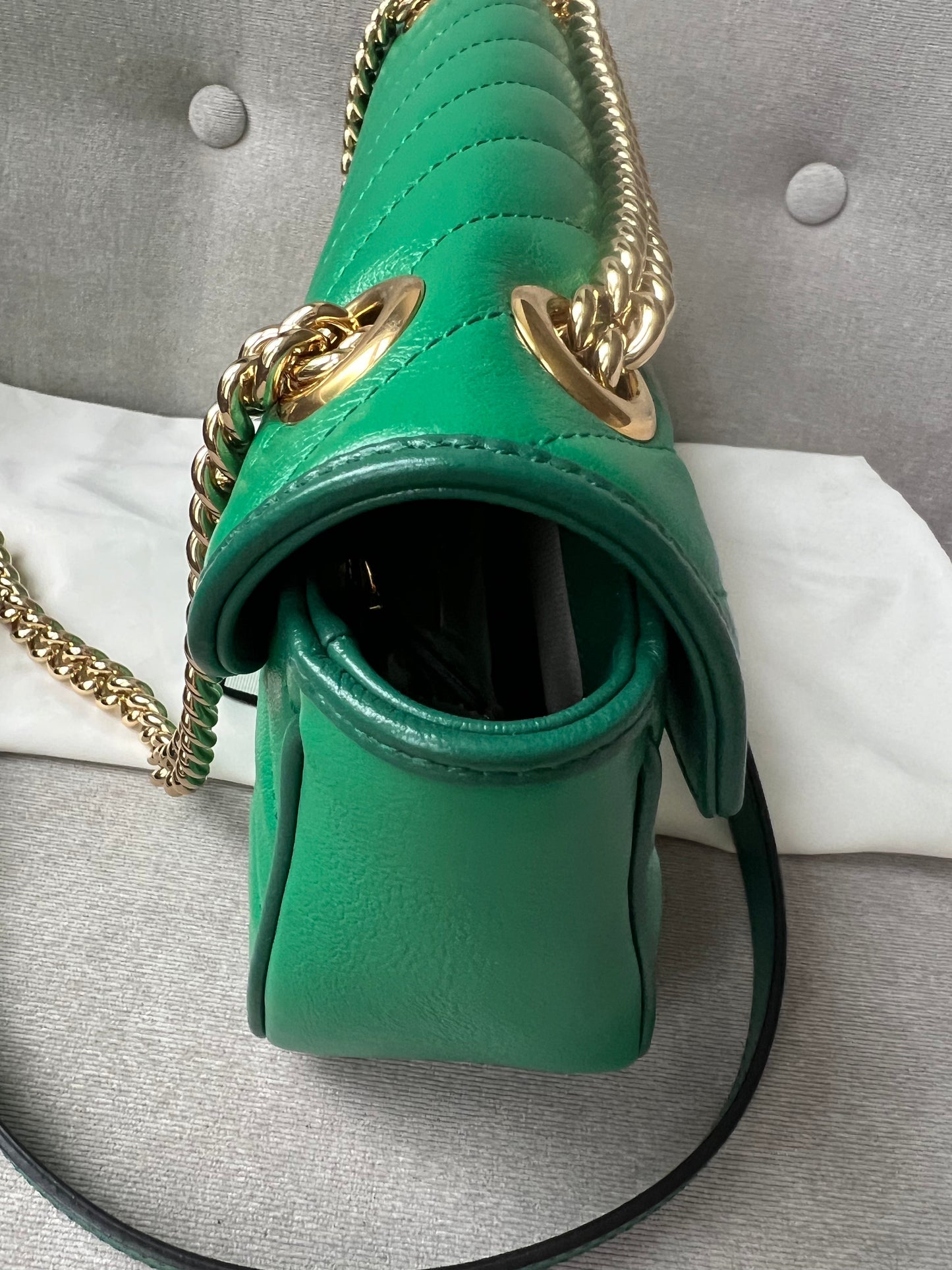 Gucci GG Green Torchon Marmont Small Shoulder Bag