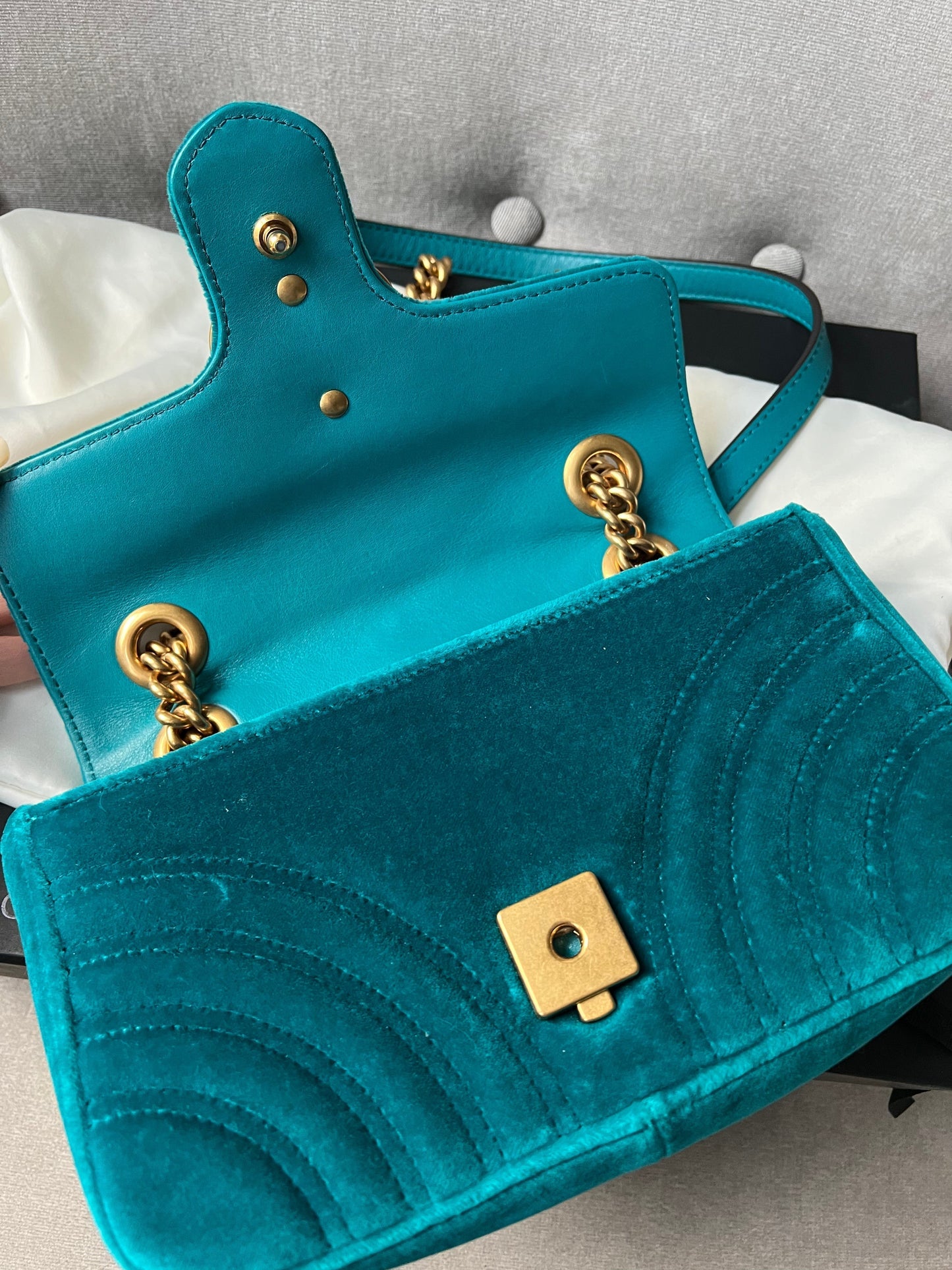 Gucci GG Mini Velvet Marmont Mini Shoulder Bag