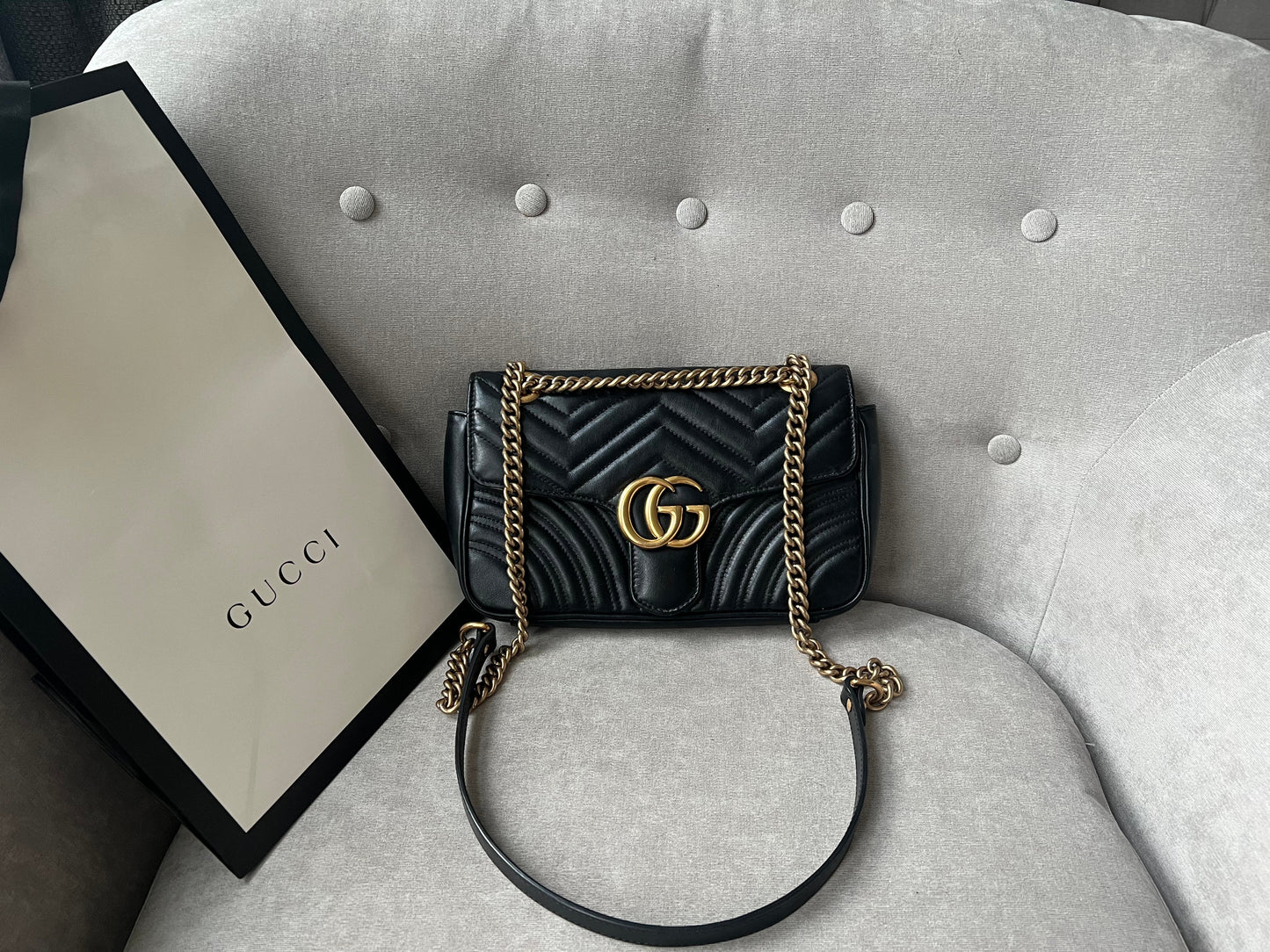 Gucci GG Black Marmont Small Shoulder Bag