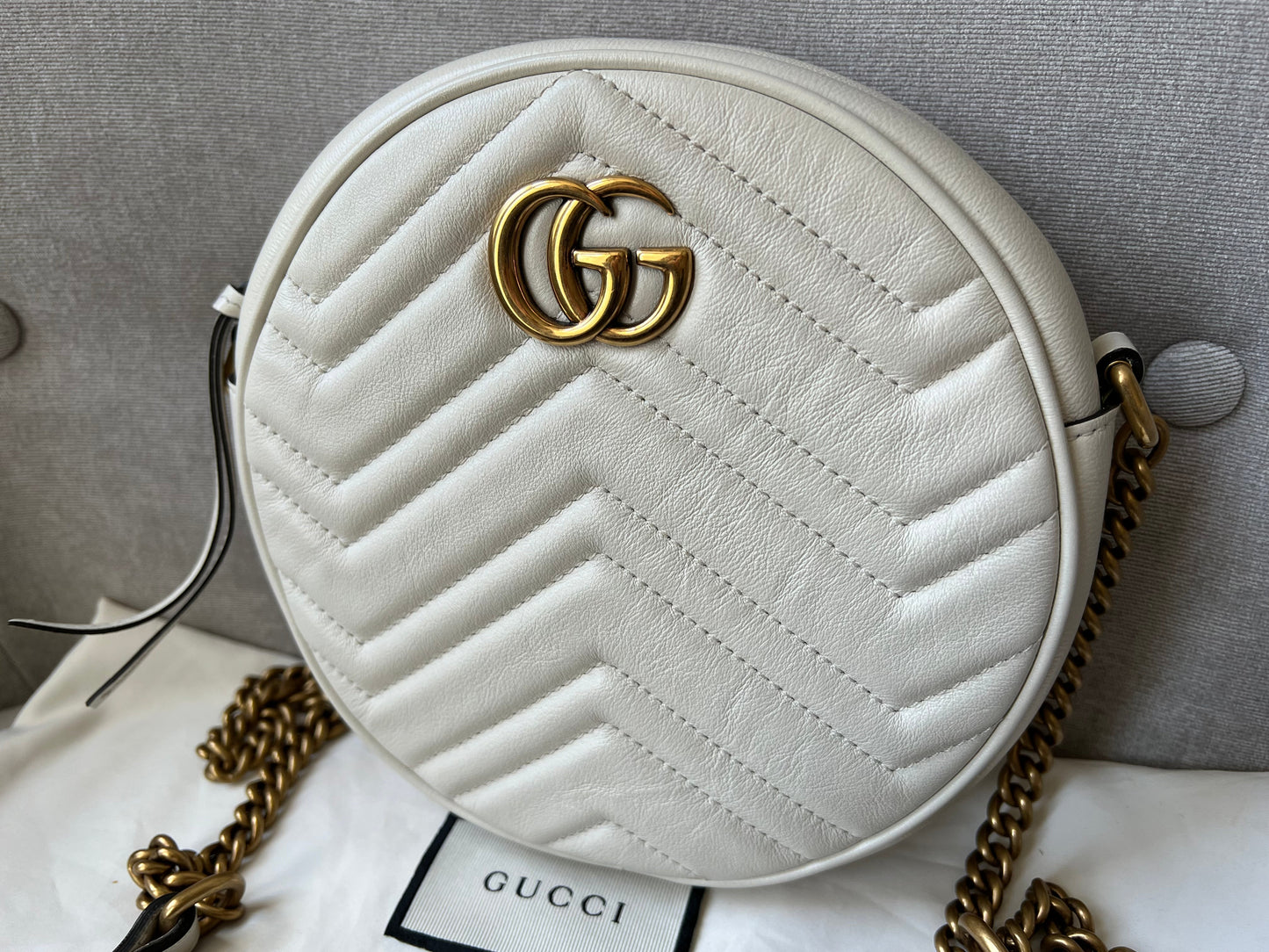 Gucci GG Round White Marmont Small Shoulder Bag (RRP £1,160)