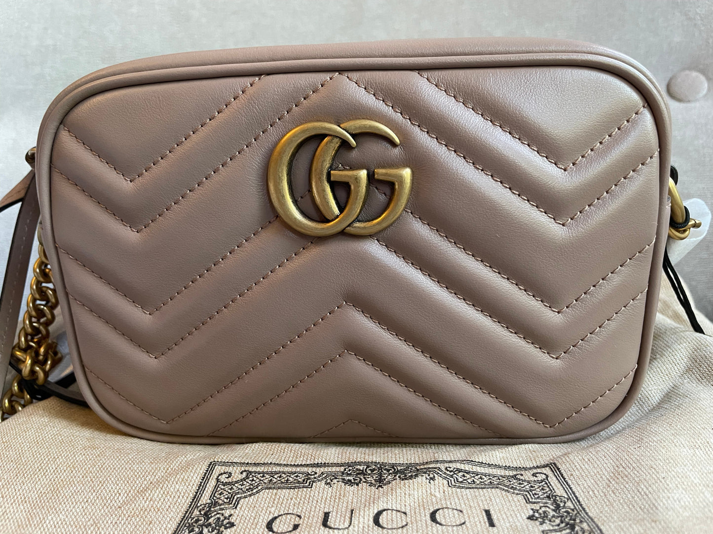 Gucci GG Dusty Pink Marmont Mini Shoulder Bag