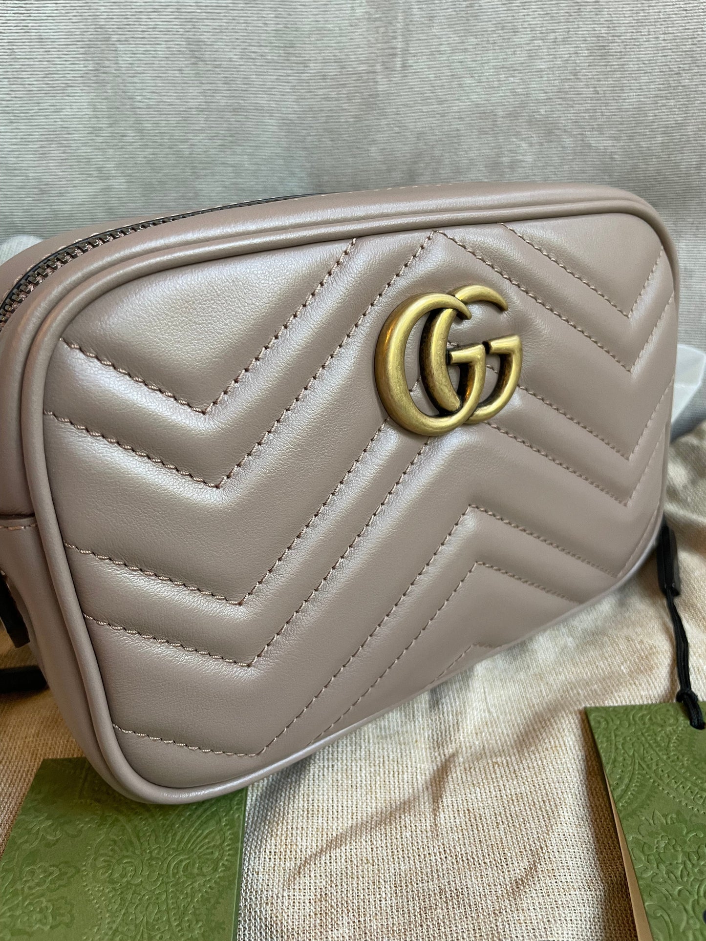 Gucci GG Dusty Pink Marmont Mini Shoulder Bag