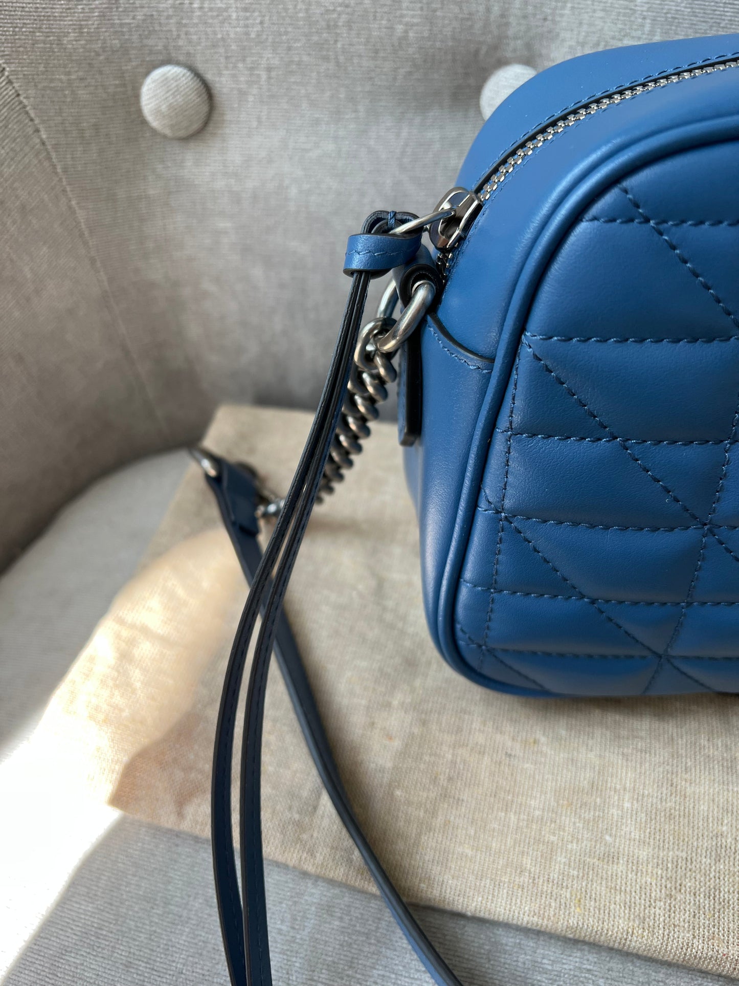 Gucci Aria GG Blue Marmont Small Shoulder Bag (RRP £1250)