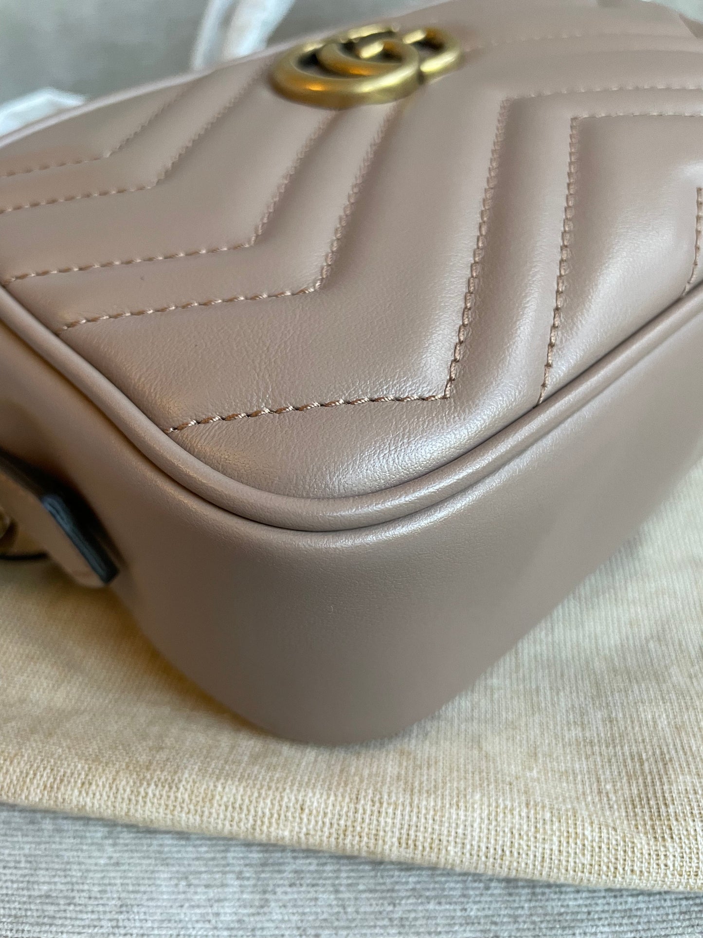 Gucci GG Dusty Pink Marmont Mini Shoulder Bag