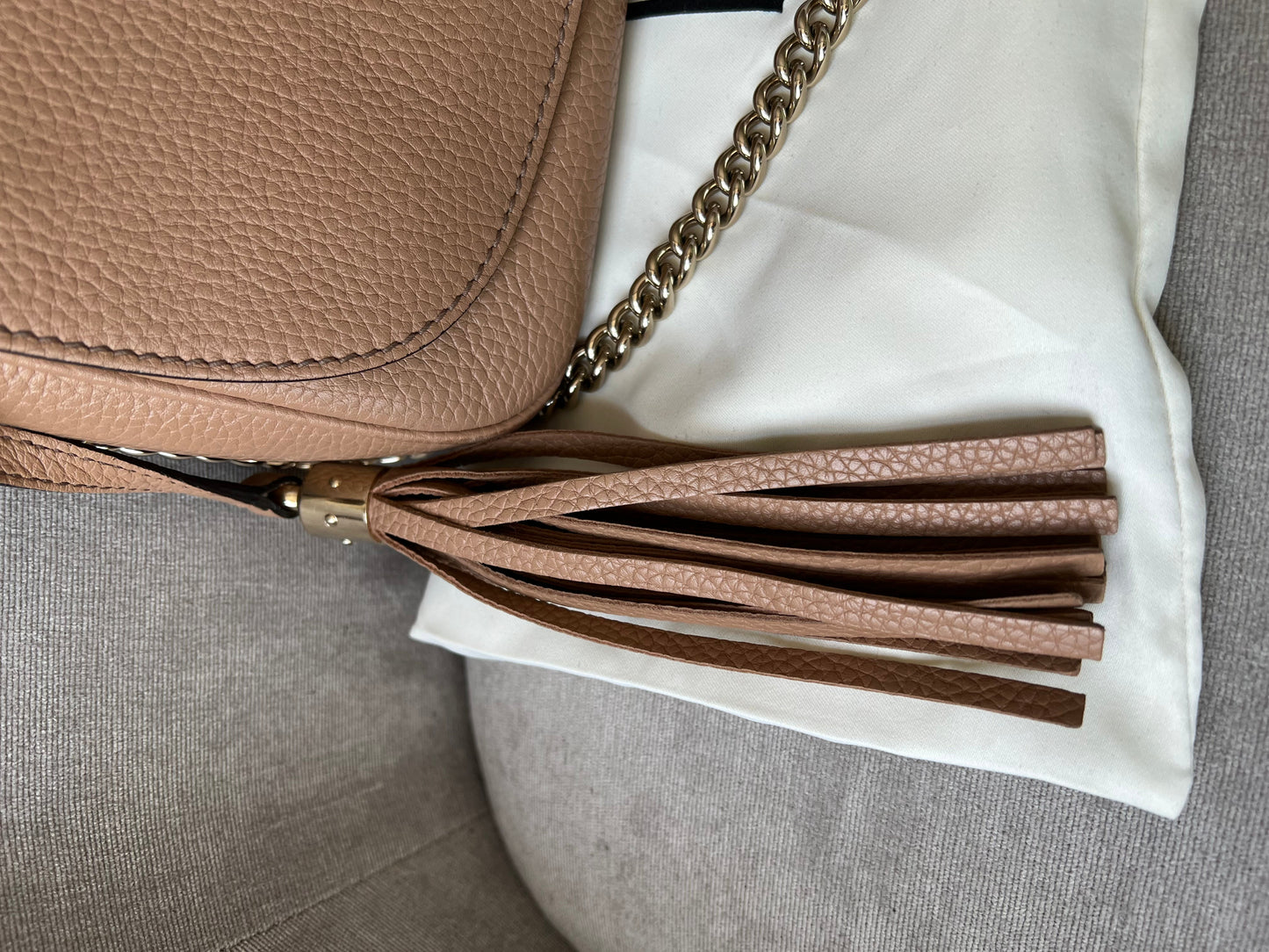 Gucci Rose Beige Soho Disco Crossbody Flap Bag (RRP £1050)