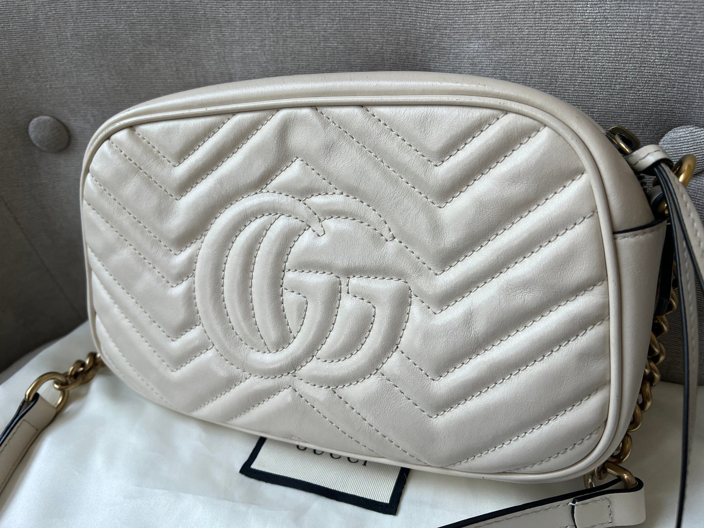 Gucci GG White Marmont Small Shoulder Bag