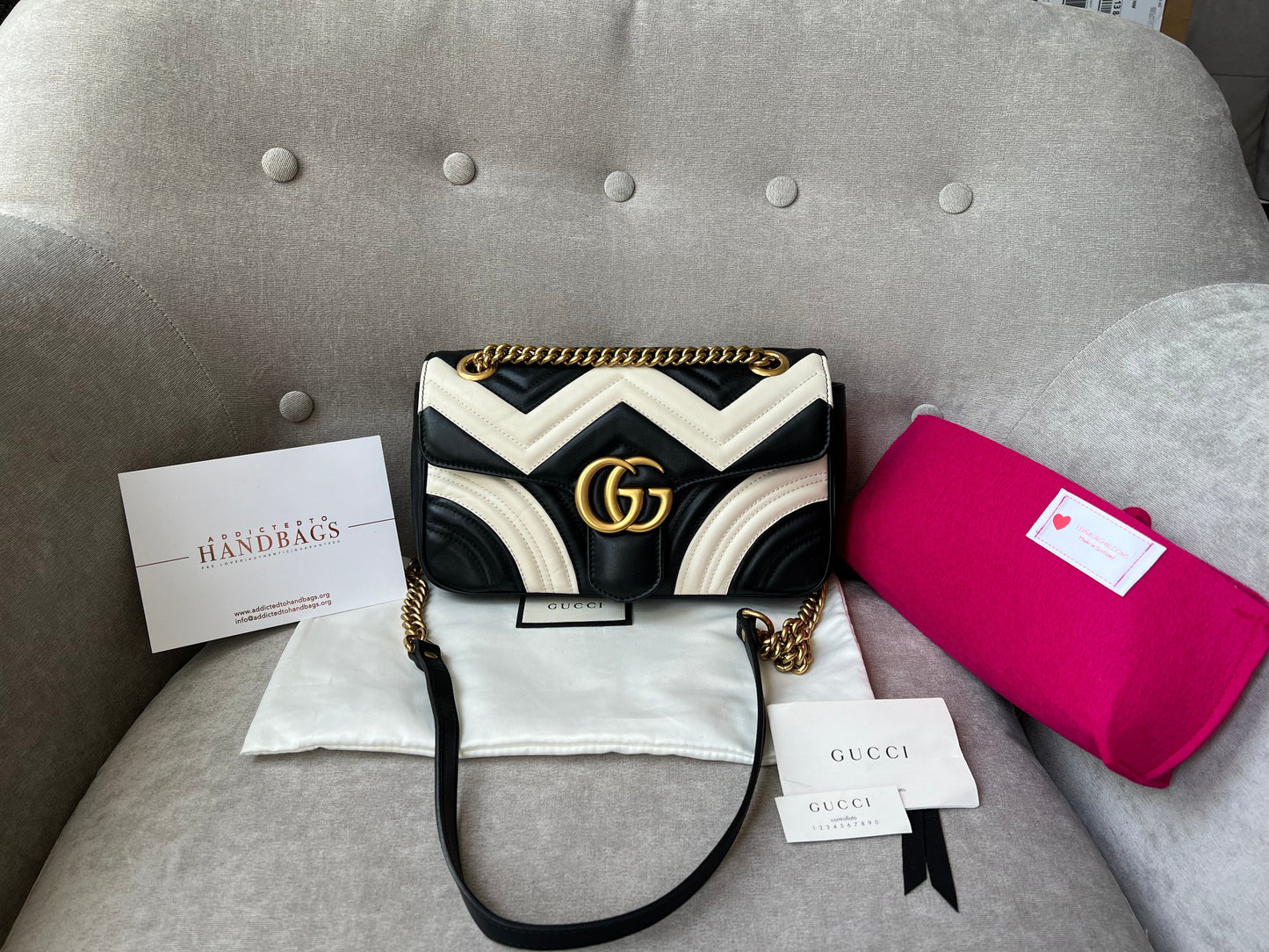 Gucci GG Black and White Marmont Small Shoulder Bag (RRP £1800)