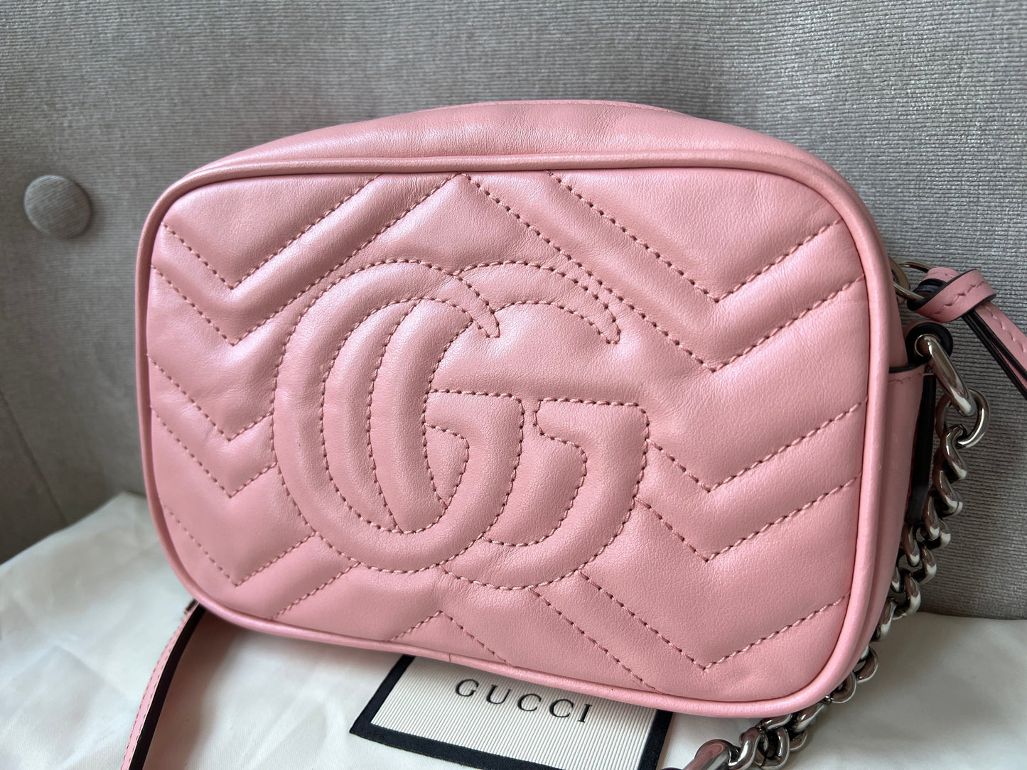 Gucci GG Pale Pink Marmont Mini Shoulder Bag (RRP £1,160)