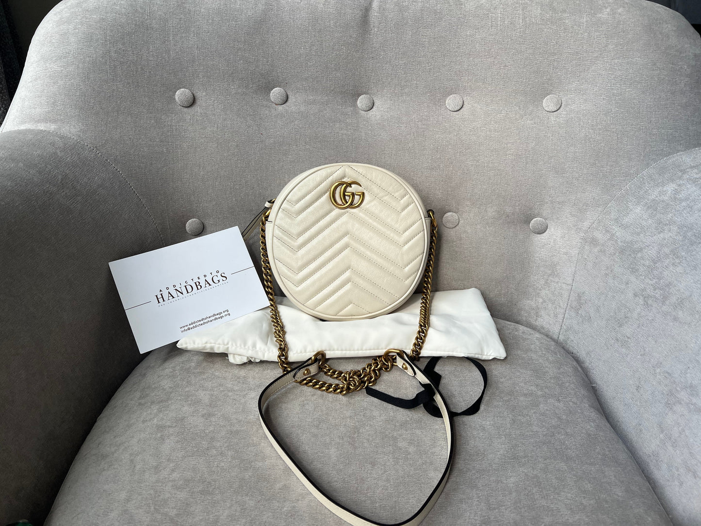 Gucci GG Round White Marmont Small Shoulder Bag