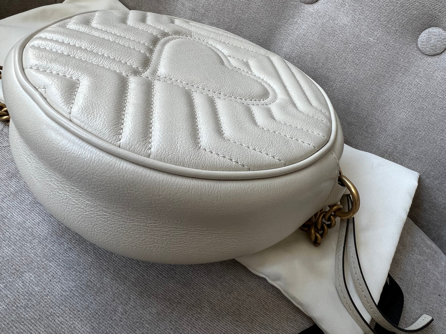 Gucci GG Round White Marmont Small Shoulder Bag (RRP £1,160)