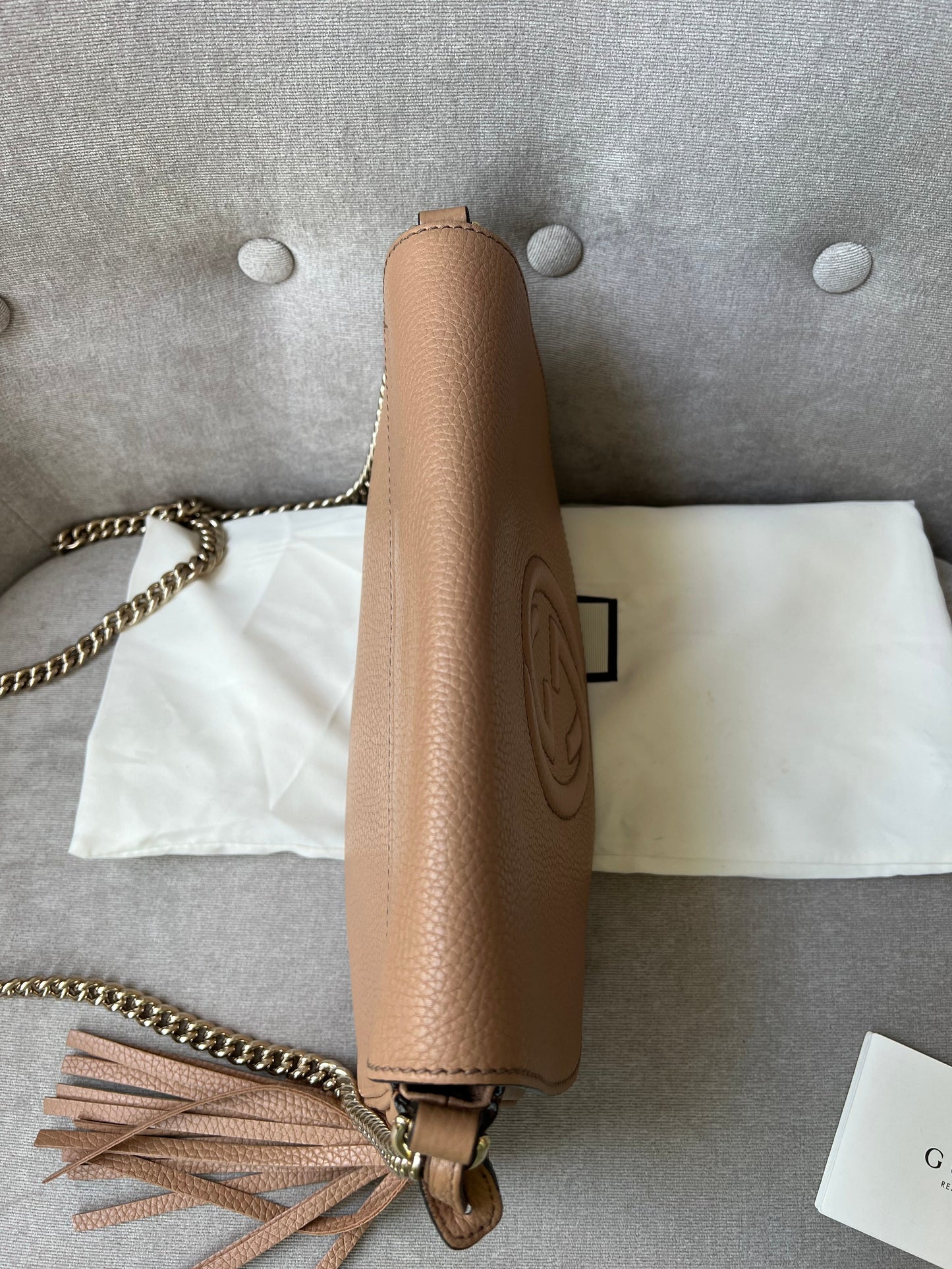 Gucci Rose Beige Soho Disco Crossbody Flap Bag (RRP £1050)