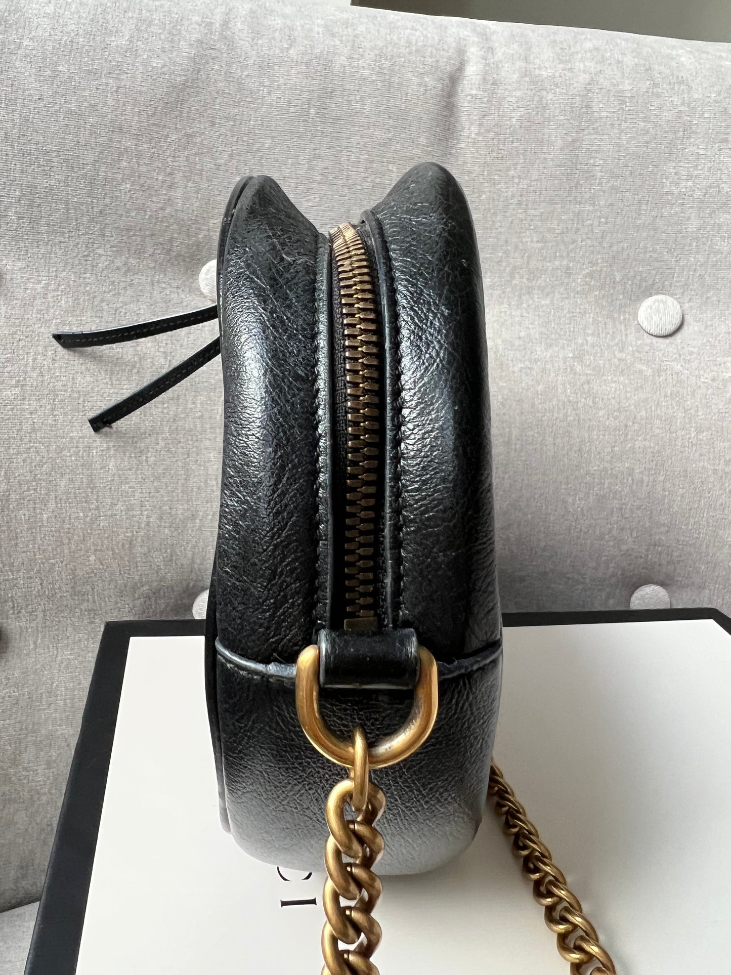 Gucci GG Round Black Marmont Small Shoulder Bag