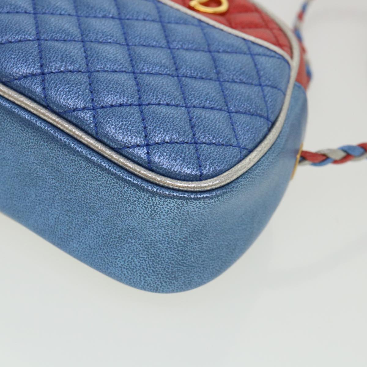 GUCCI Horse Bit Pochette Shoulder Bag Lamb Skin Red Blue 534951 jk3012