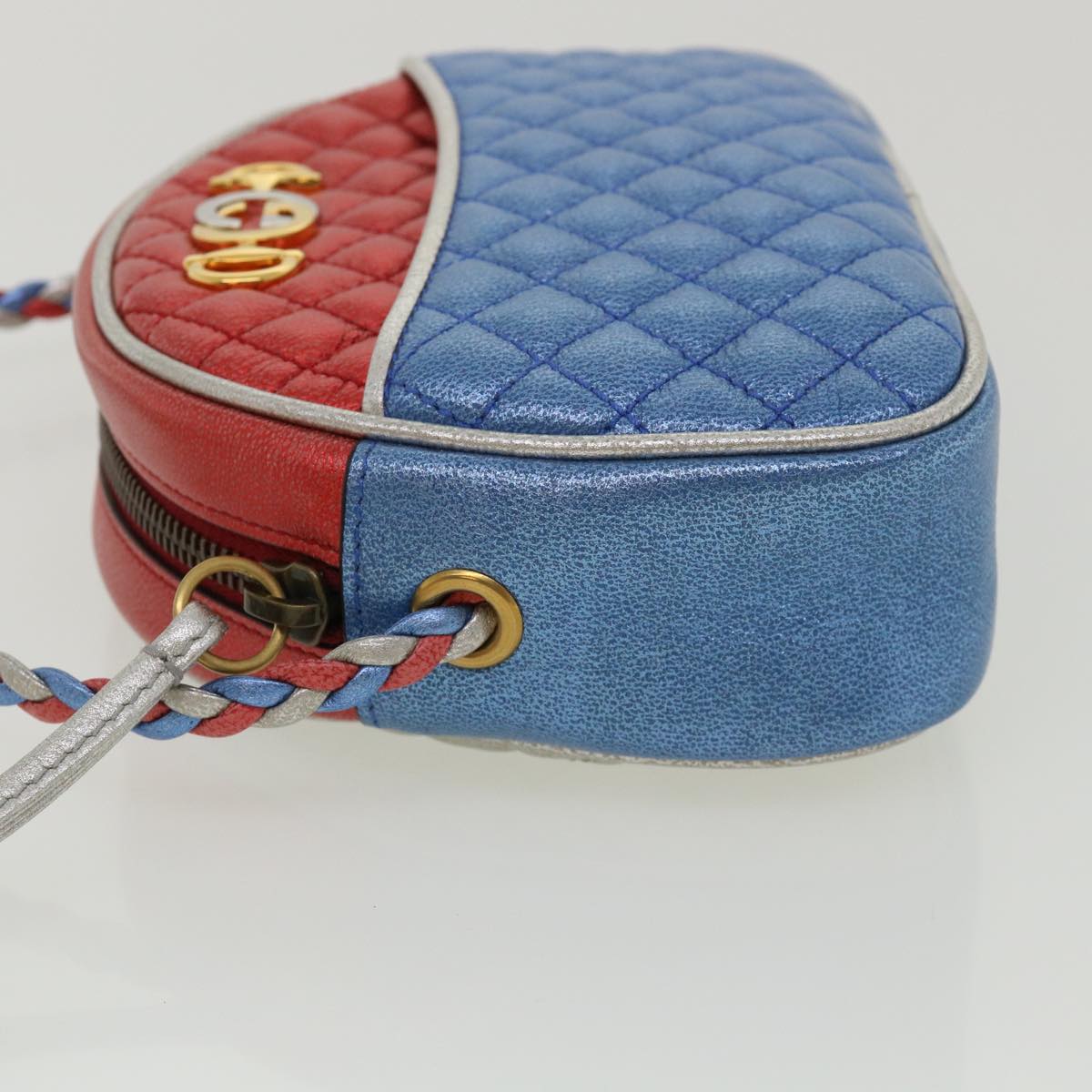 GUCCI Horse Bit Pochette Shoulder Bag Lamb Skin Red Blue 534951 jk3012