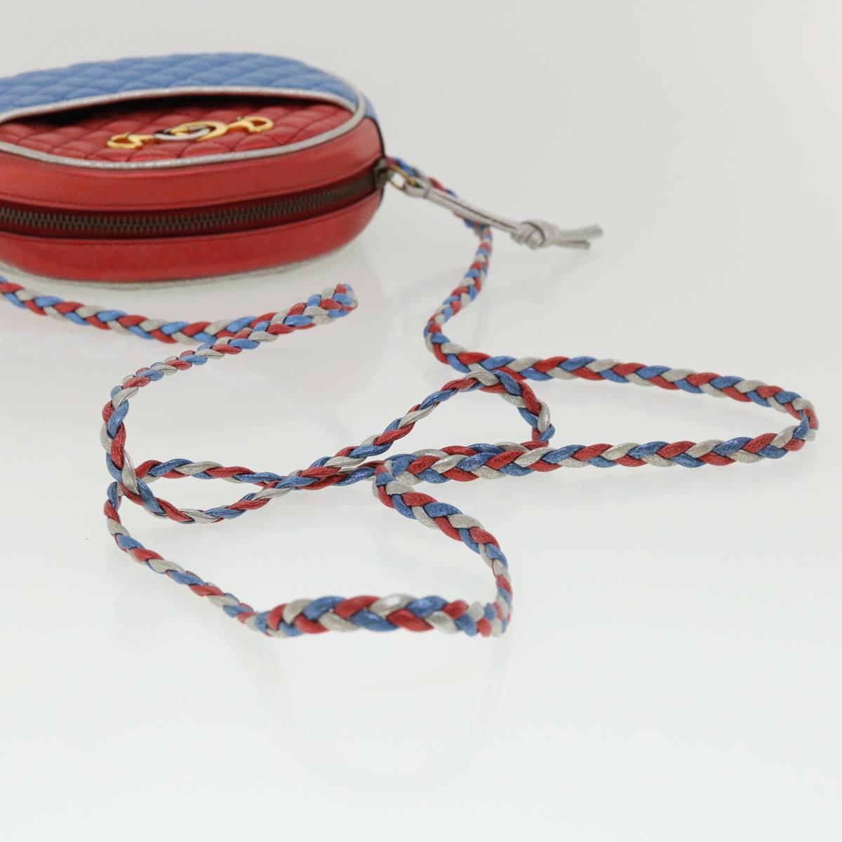 GUCCI Horse Bit Pochette Shoulder Bag Lamb Skin Red Blue 534951 jk3012