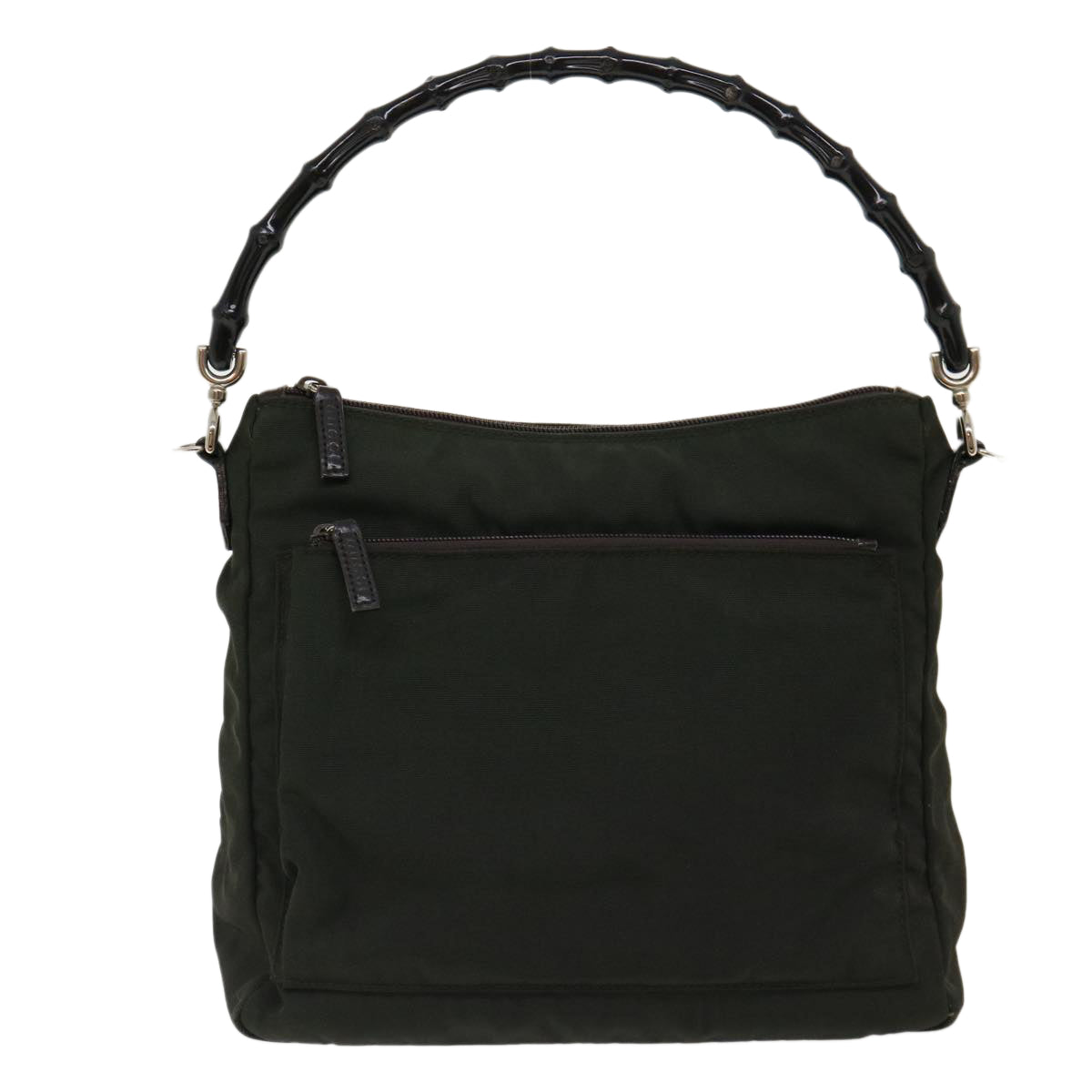 GUCCI Bamboo Shoulder Bag Nylon 2way Khaki 00005092122 ki2191