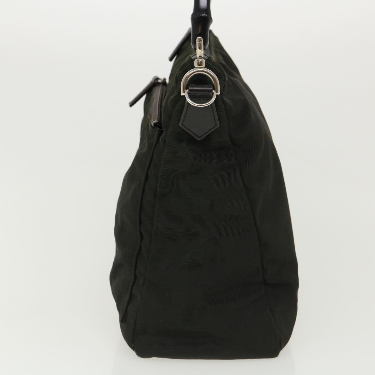 GUCCI Bamboo Shoulder Bag Nylon 2way Khaki 00005092122 ki2191