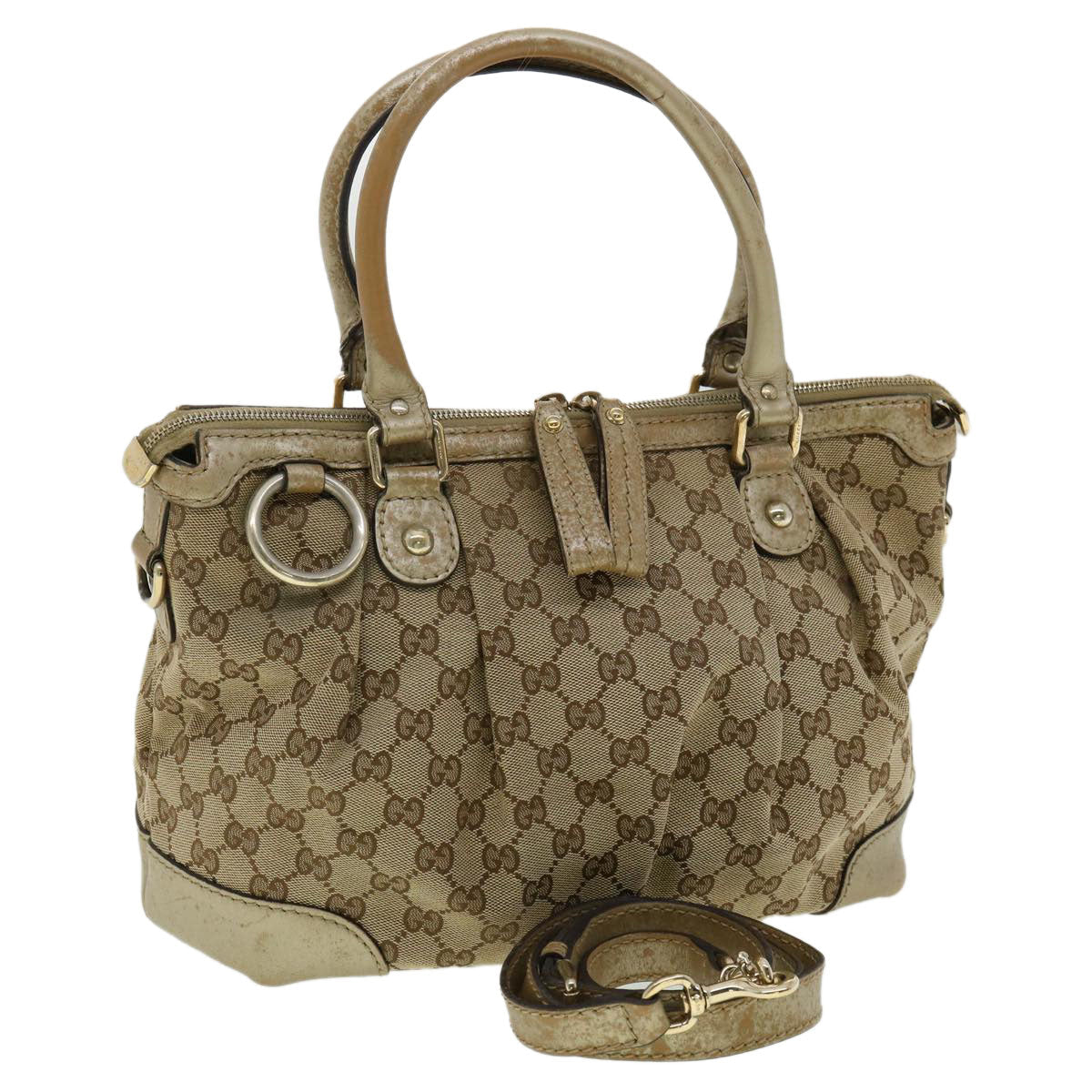 GUCCI GG Canvas Shoulder Bag 2way Beige ki2405