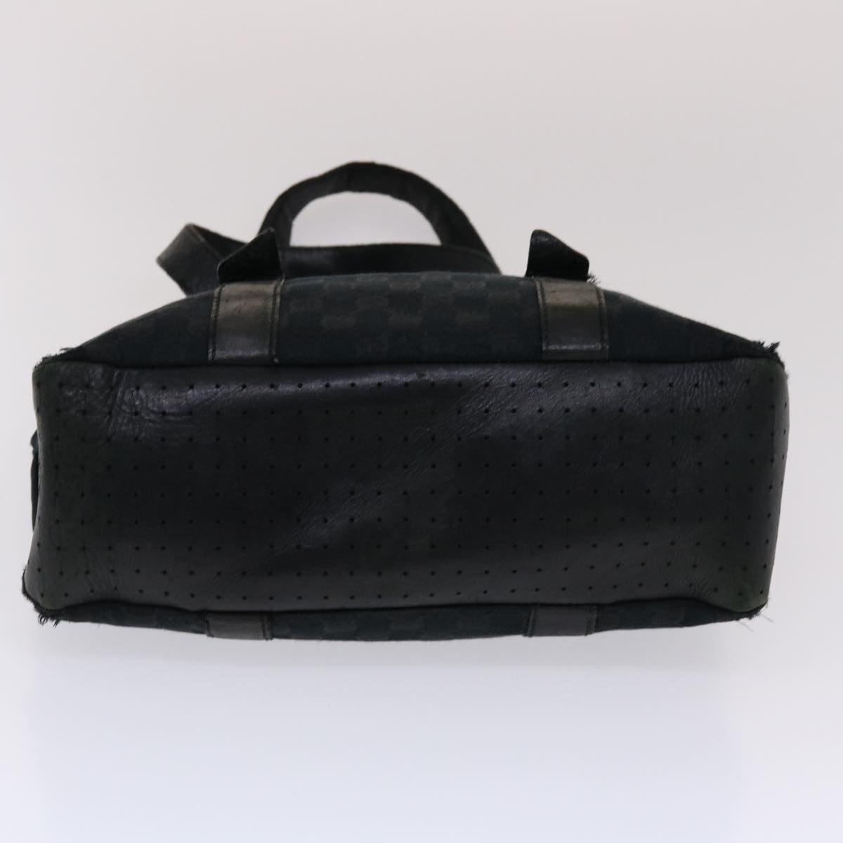 GUCCI GG Canvas Tote Bag Leather Black 145971 ki3198