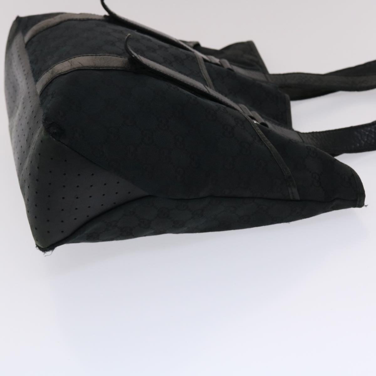 GUCCI GG Canvas Tote Bag Leather Black 145971 ki3198