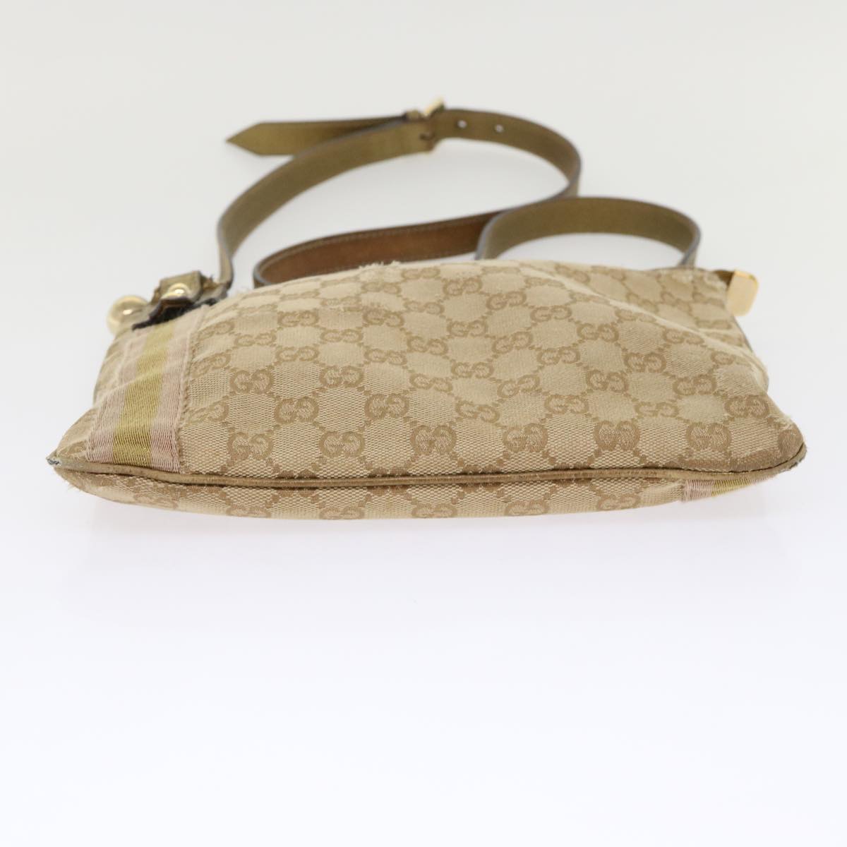GUCCI GG Canvas Sherry Line Shoulder Bag Beige Gold pink 144388 ki3251