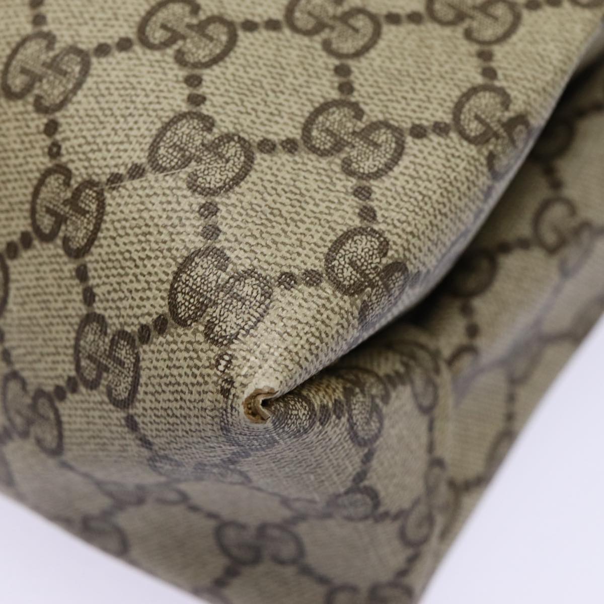GUCCI GG Supreme Web Sherry Line Tote Bag PVC Beige Gold 39 02 091 Auth ki4828