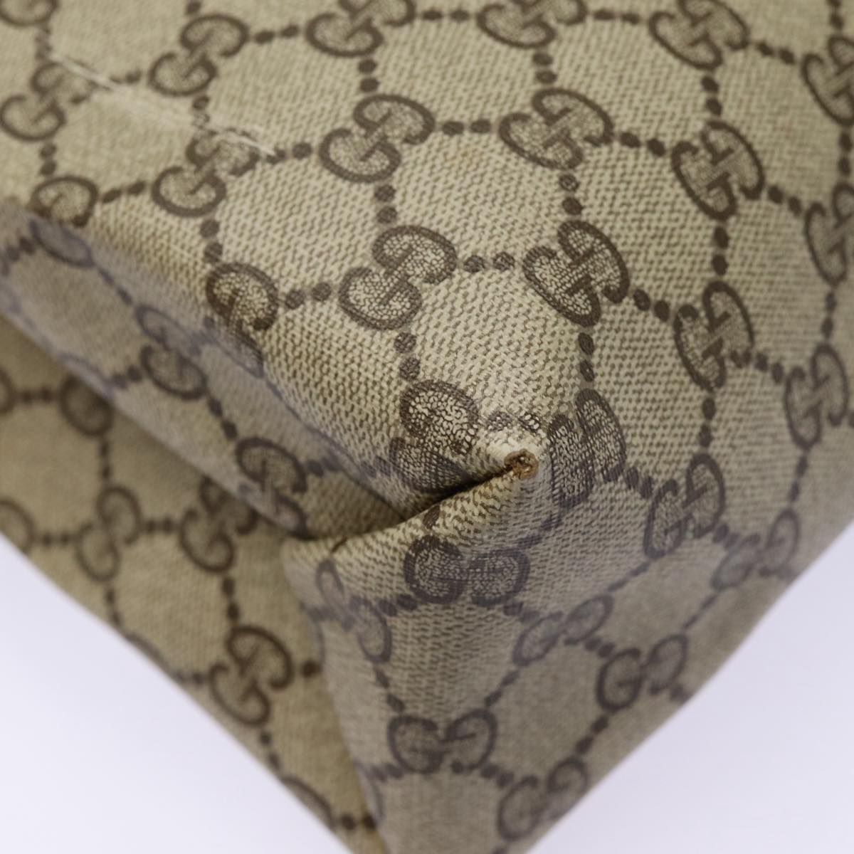 GUCCI GG Supreme Web Sherry Line Tote Bag PVC Beige Gold 39 02 091 Auth ki4828