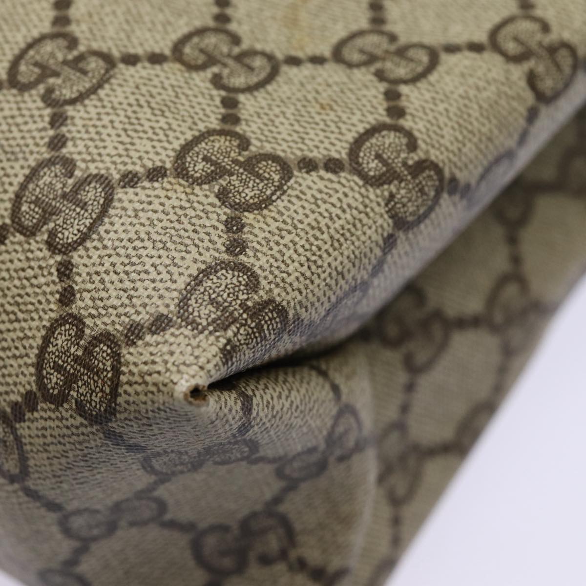 GUCCI GG Supreme Web Sherry Line Tote Bag PVC Beige Gold 39 02 091 Auth ki4828