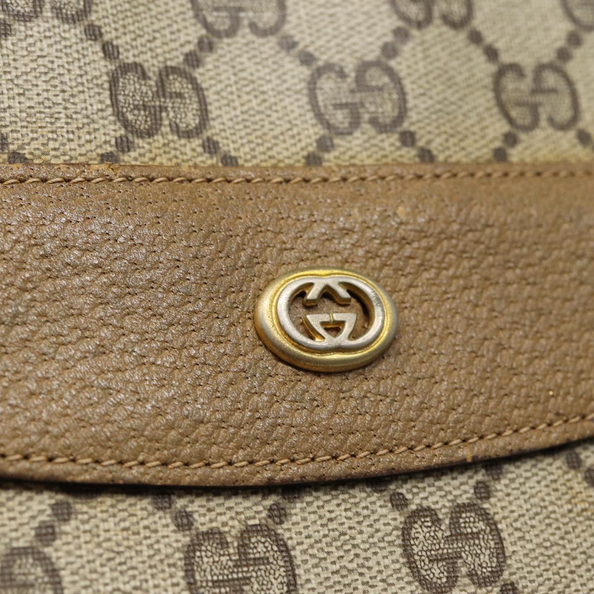 GUCCI GG Supreme Web Sherry Line Tote Bag PVC Beige Gold 39 02 091 Auth ki4828