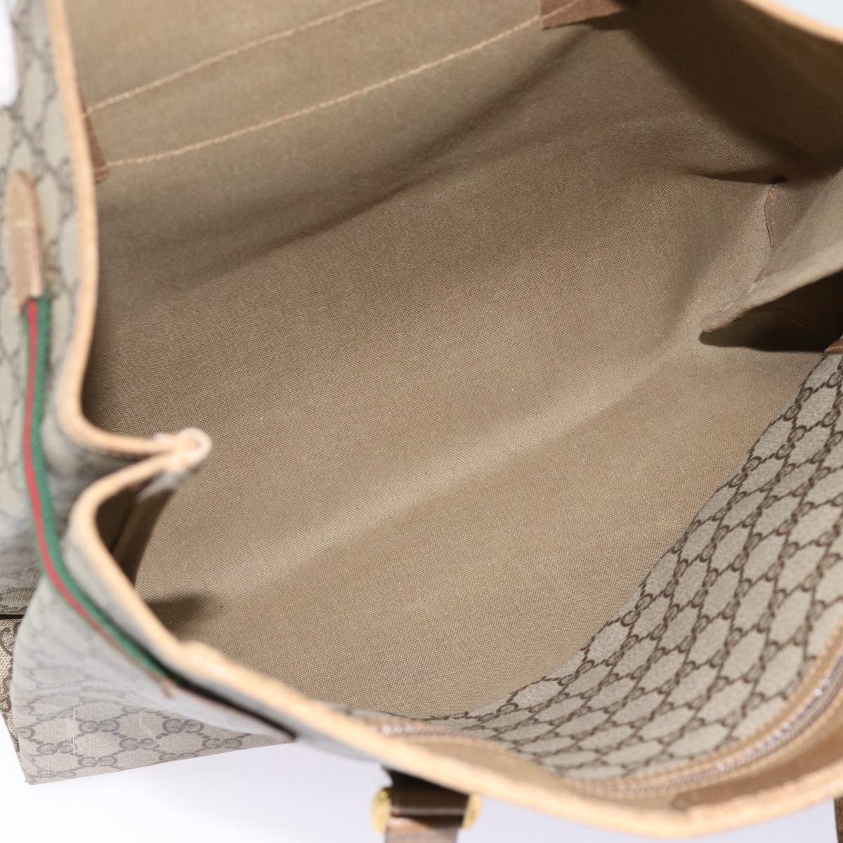 GUCCI GG Supreme Web Sherry Line Tote Bag PVC Beige Gold 39 02 091 Auth ki4828