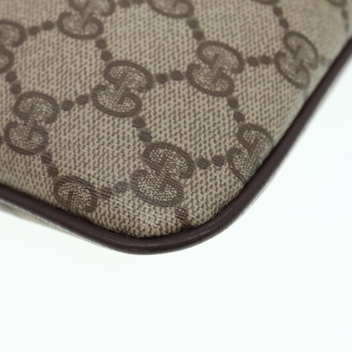 GUCCI GG Supreme Web Sherry Line Shoulder Bag Beige Gold 904 02 047 Auth ki4835