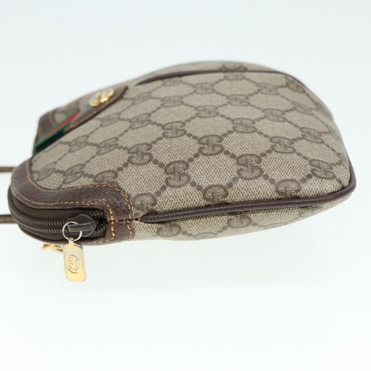 GUCCI GG Supreme Web Sherry Line Shoulder Bag Beige Gold 904 02 047 Auth ki4835